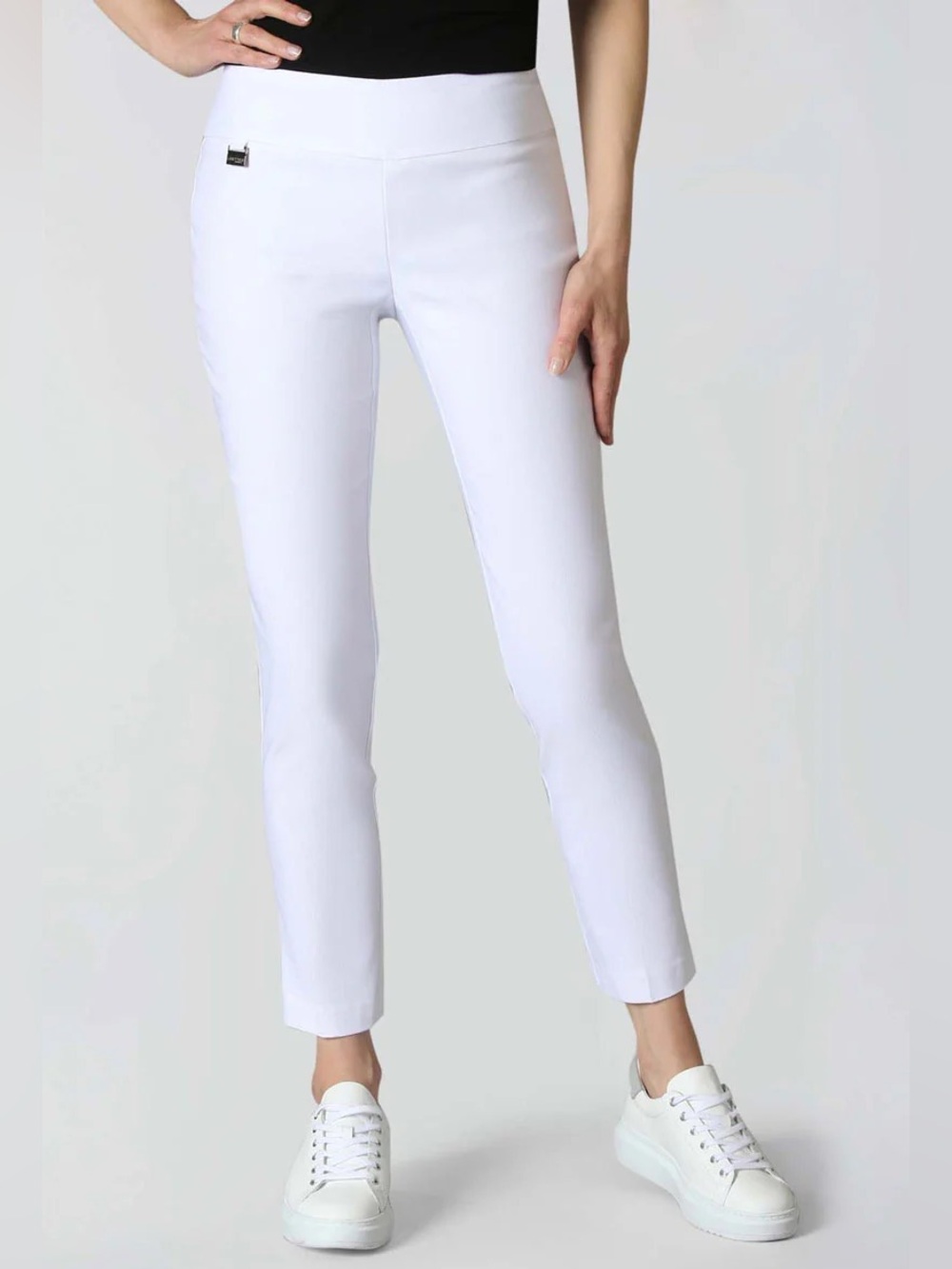 Lisette L Montreal White Textured Jacquard Slim Ankle Pants Size 10